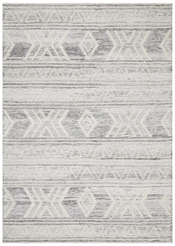 Charita Hand loomed Wool Rug Silver Grey