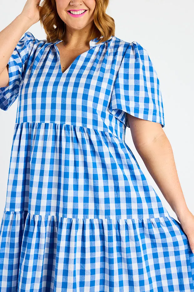 Clara Cobalt Gingham Dress