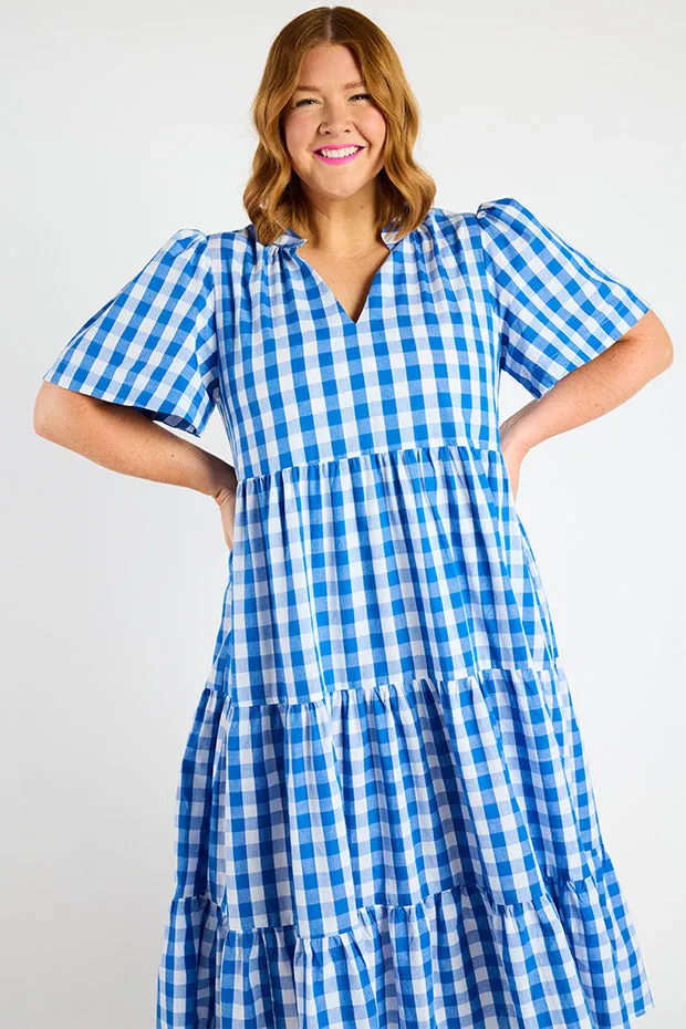 Clara Cobalt Gingham Dress