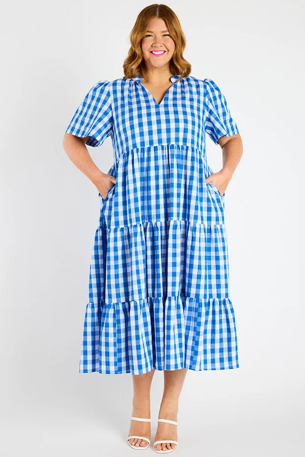 Clara Cobalt Gingham Dress