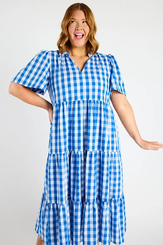 Clara Cobalt Gingham Dress