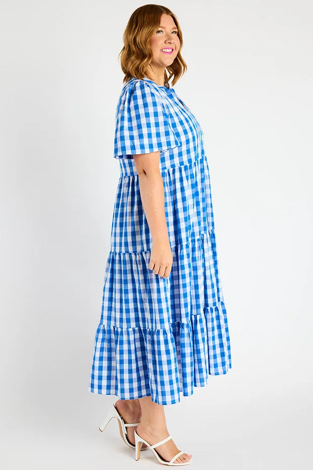 Clara Cobalt Gingham Dress