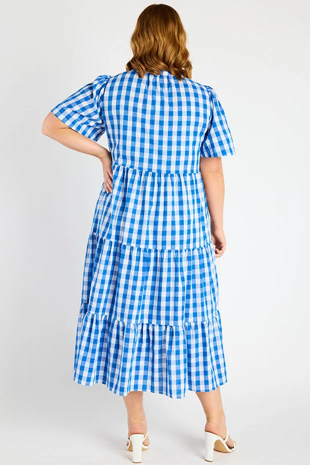 Clara Cobalt Gingham Dress