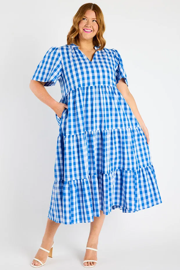 Clara Cobalt Gingham Dress