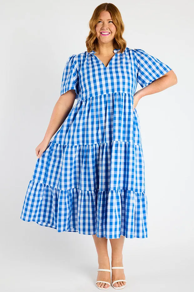 Clara Cobalt Gingham Dress