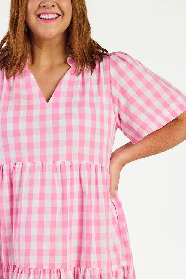 Clara Pink Gingham Dress