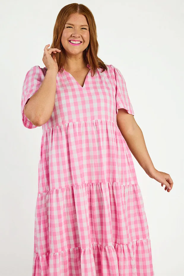 Clara Pink Gingham Dress