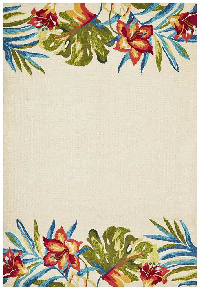 Copacabana Anna Floral Indoor Outdoor Rug Cream