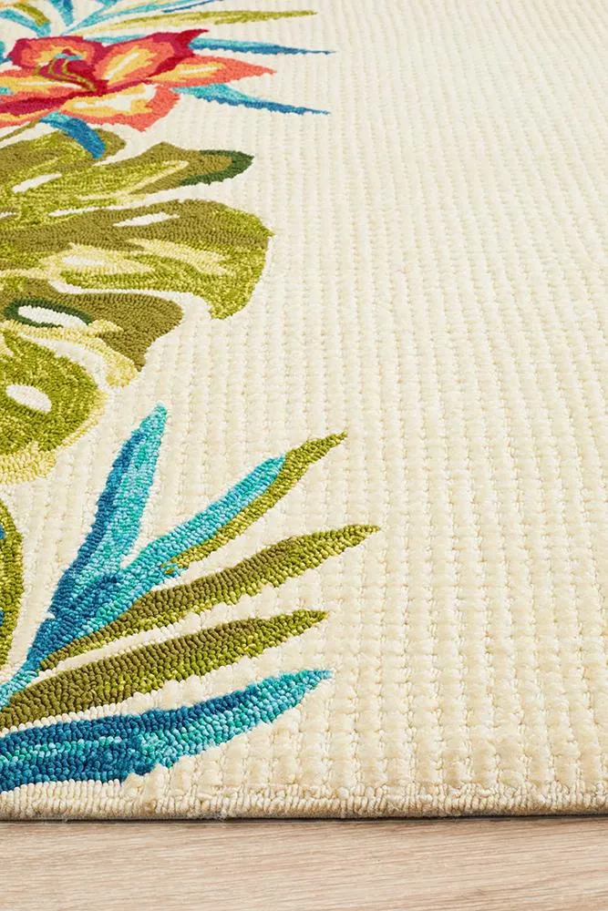 Copacabana Anna Floral Indoor Outdoor Rug Cream