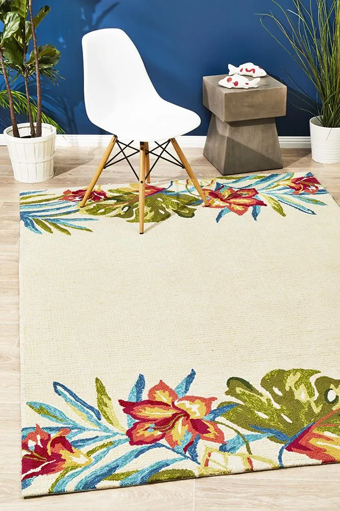 Copacabana Anna Floral Indoor Outdoor Rug Cream