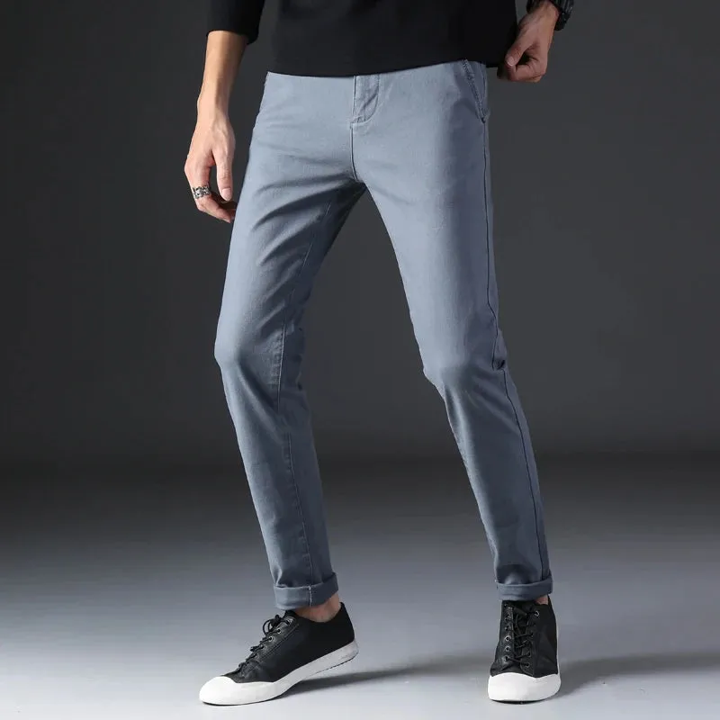 Cotton straight chino pants