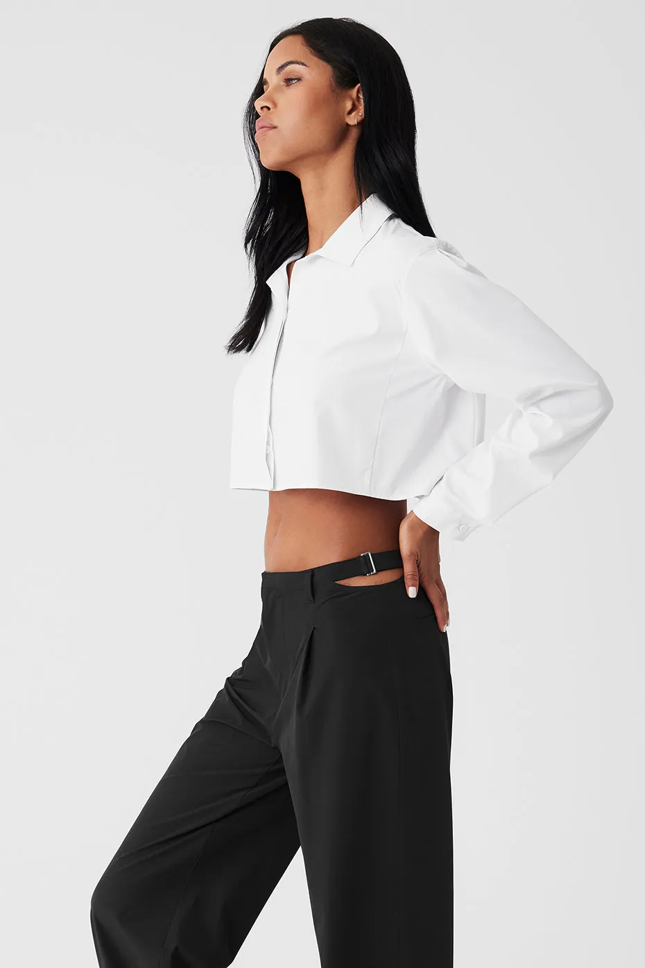 Cropped Take Me Out Button Up - White