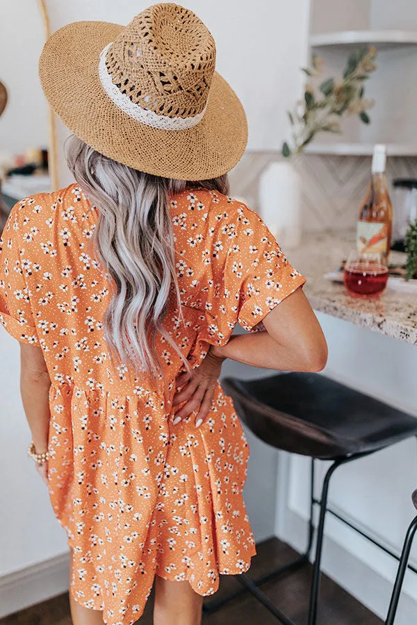 Dance It Out Floral Babydoll Tunic Dress In Tangerine