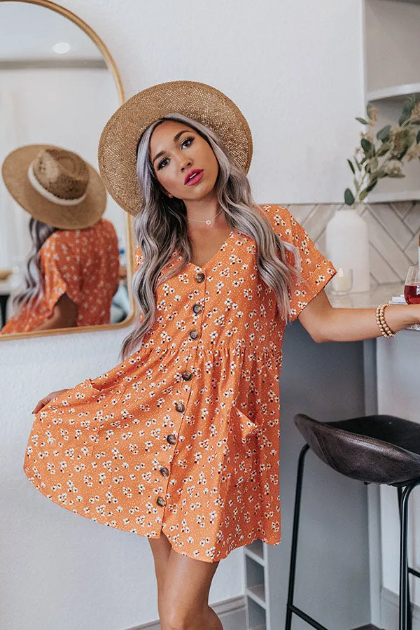 Dance It Out Floral Babydoll Tunic Dress In Tangerine