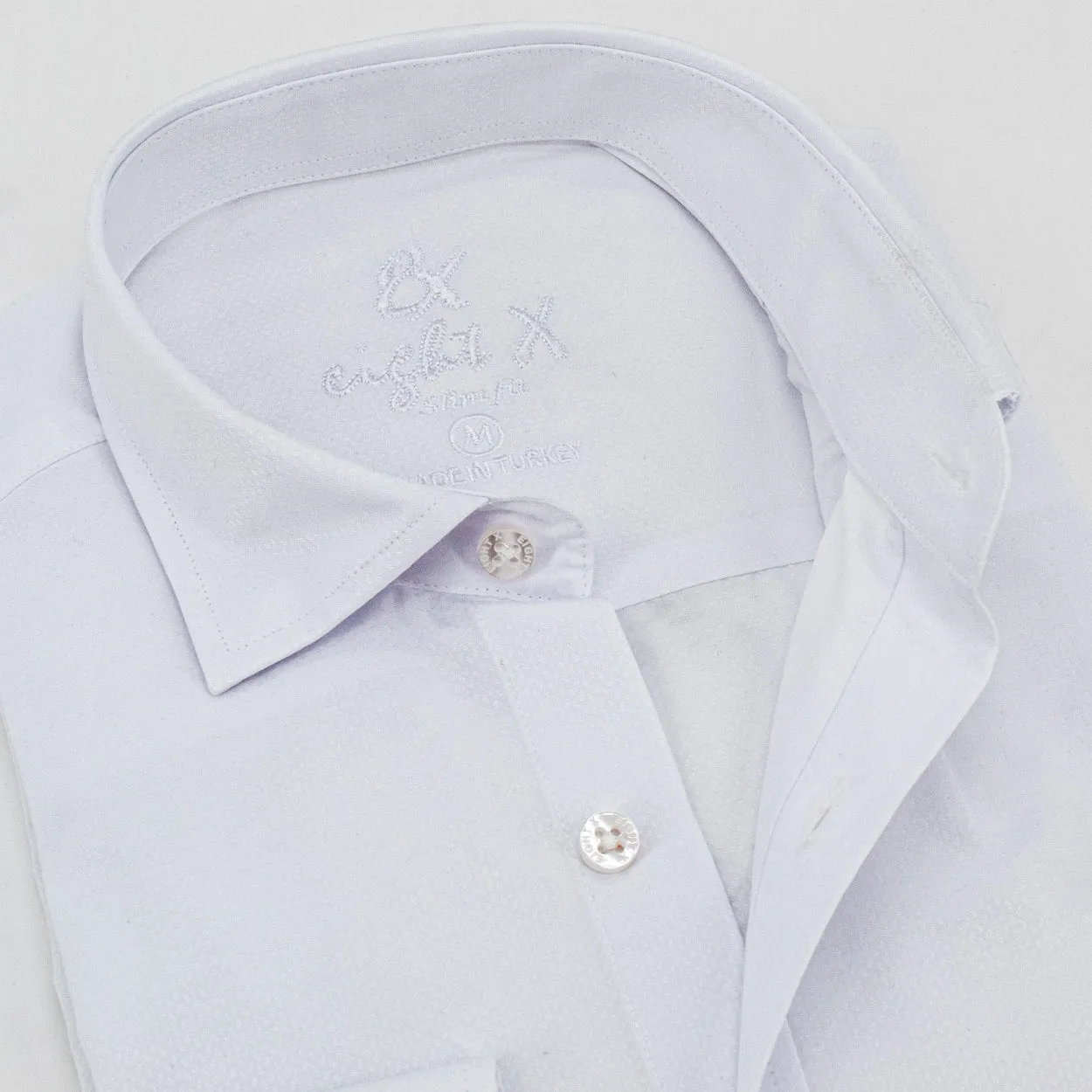 Diamond Plate Jacquard Button Down Shirt - White