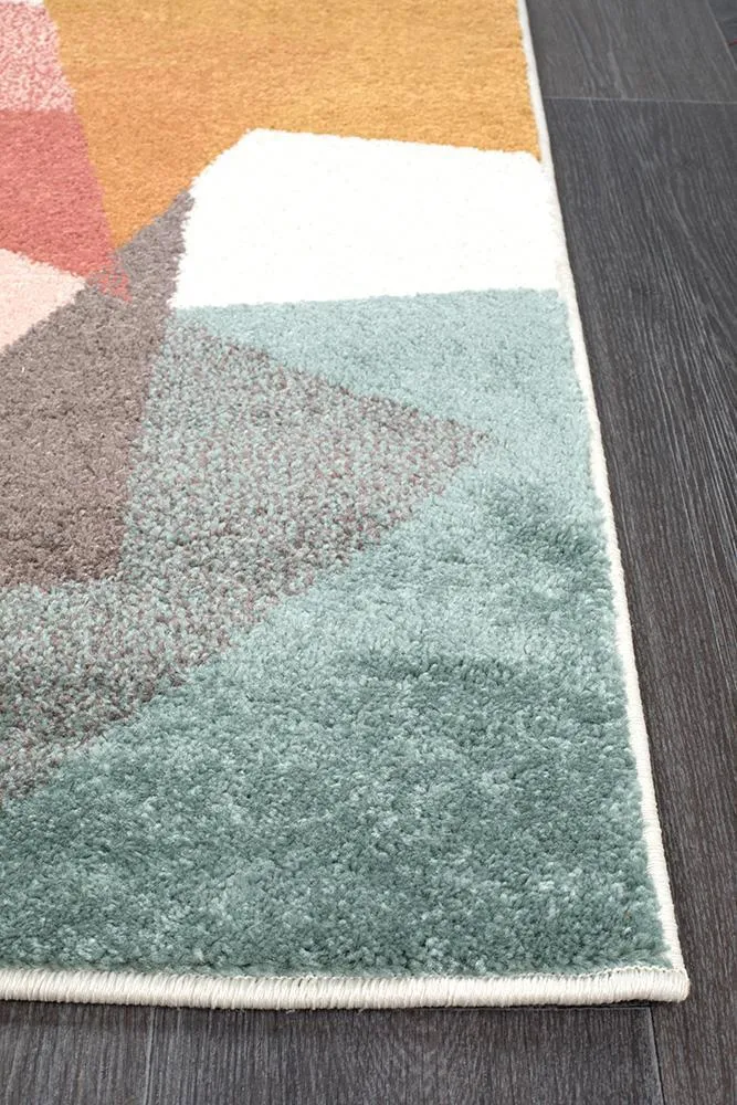 Dimensions Divinity Fragments Teal Modern Runner Rug