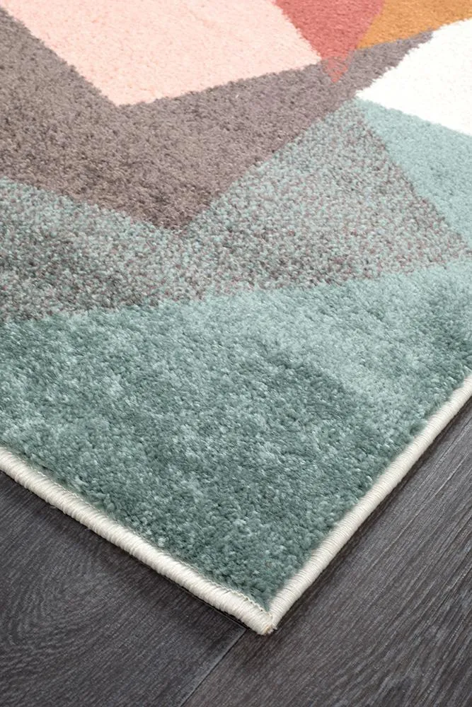 Dimensions Divinity Fragments Teal Modern Runner Rug