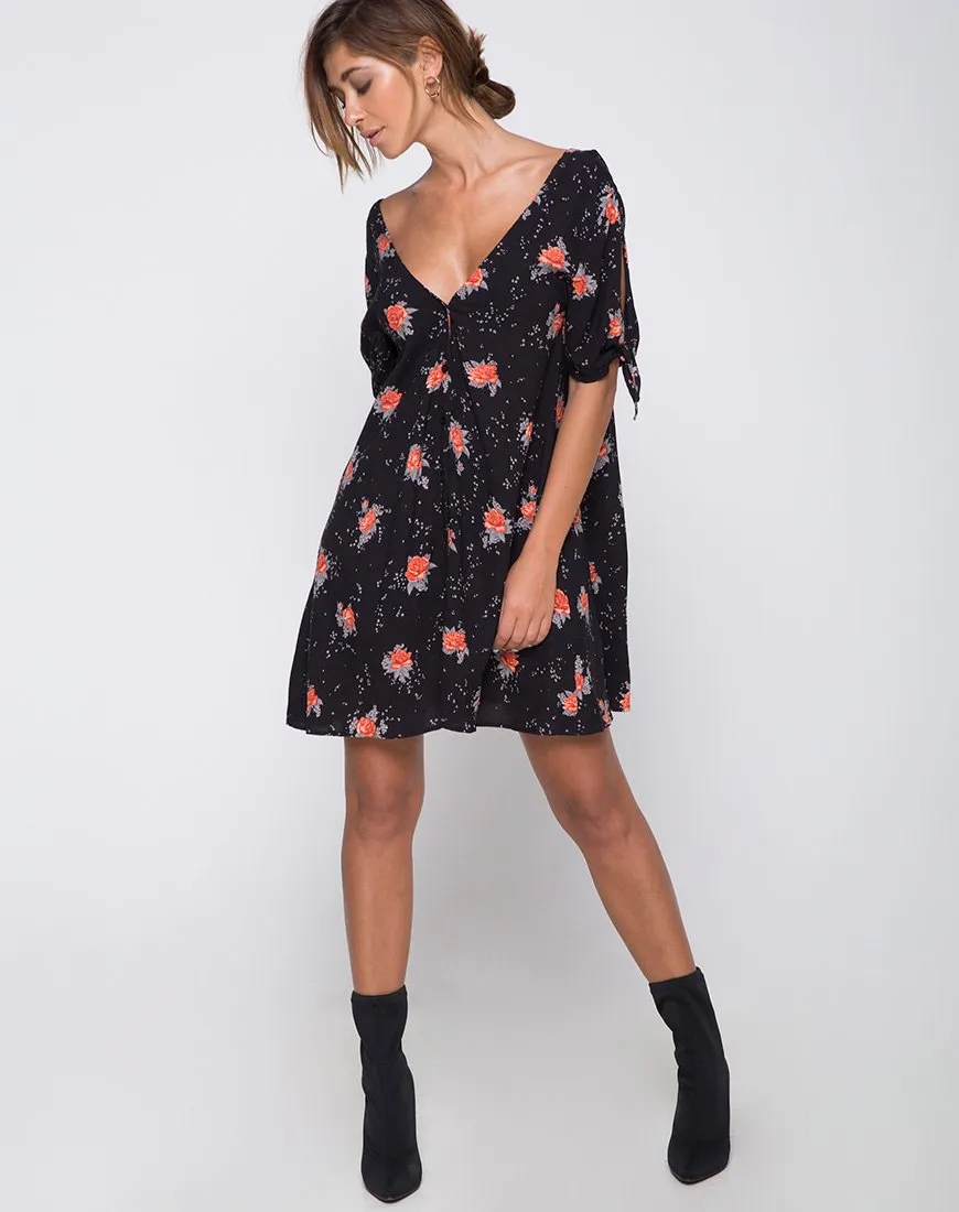 Dinda Swing Dress in Midnight Rose