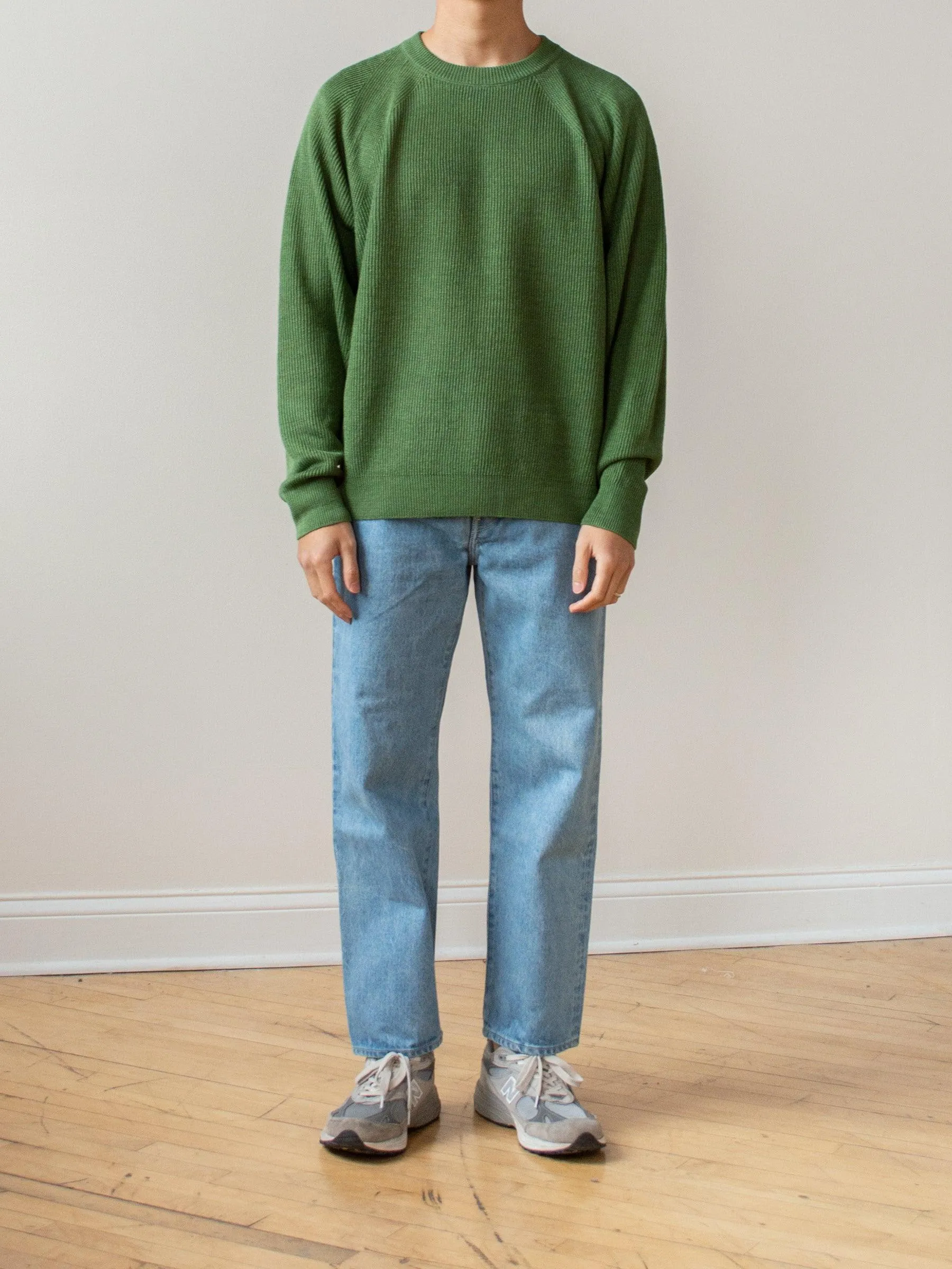 French Linen Ribbed Knit Pullover - Green