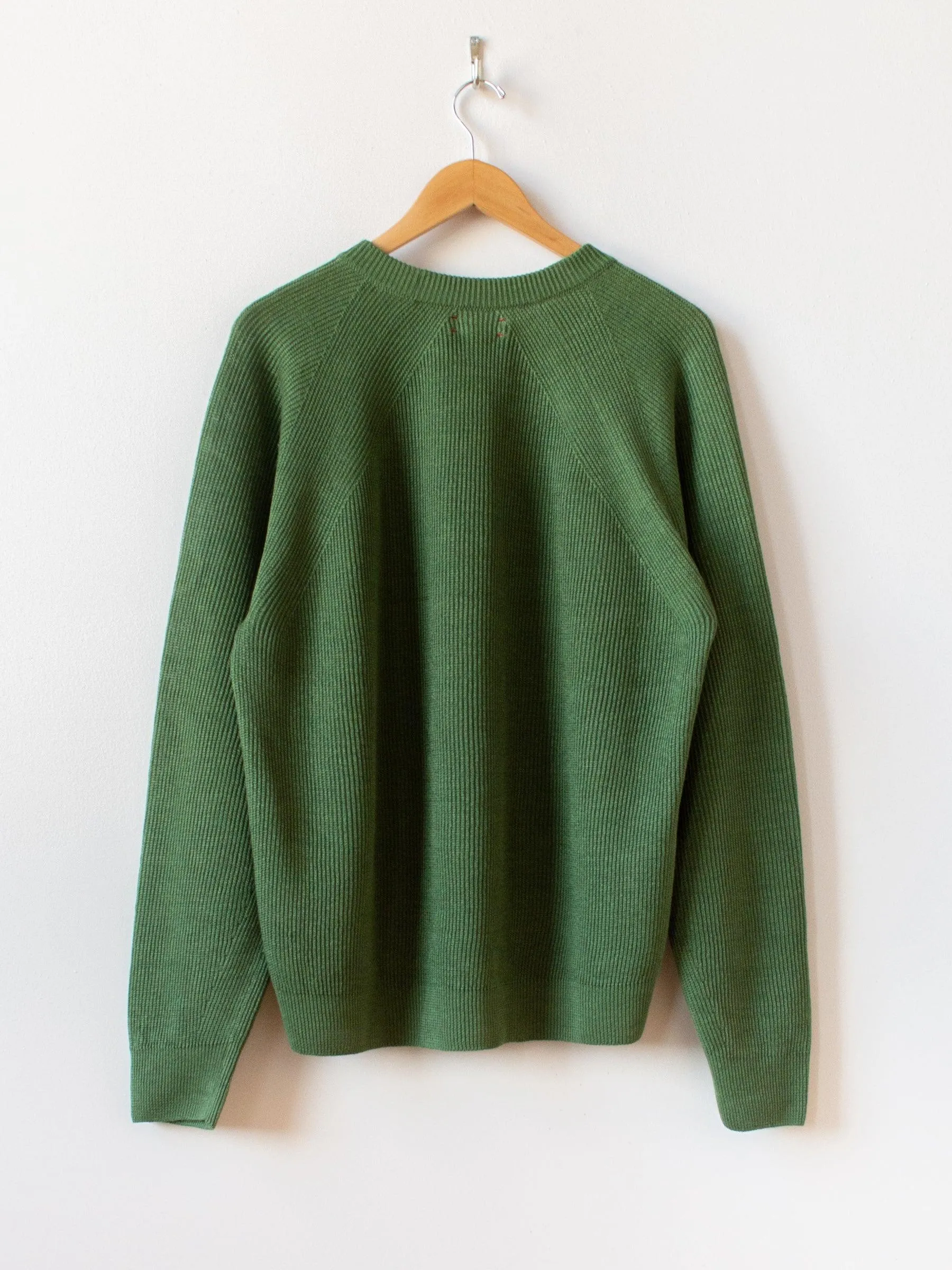 French Linen Ribbed Knit Pullover - Green