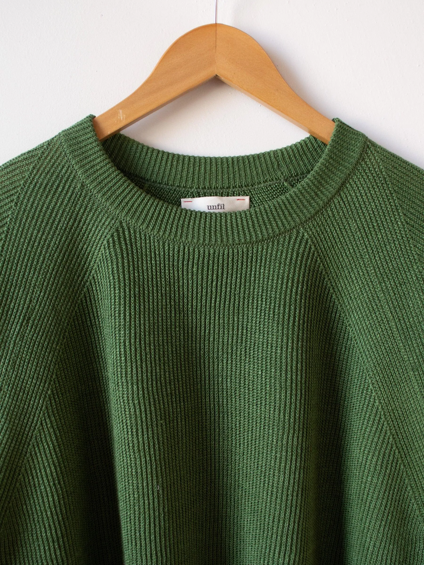 French Linen Ribbed Knit Pullover - Green