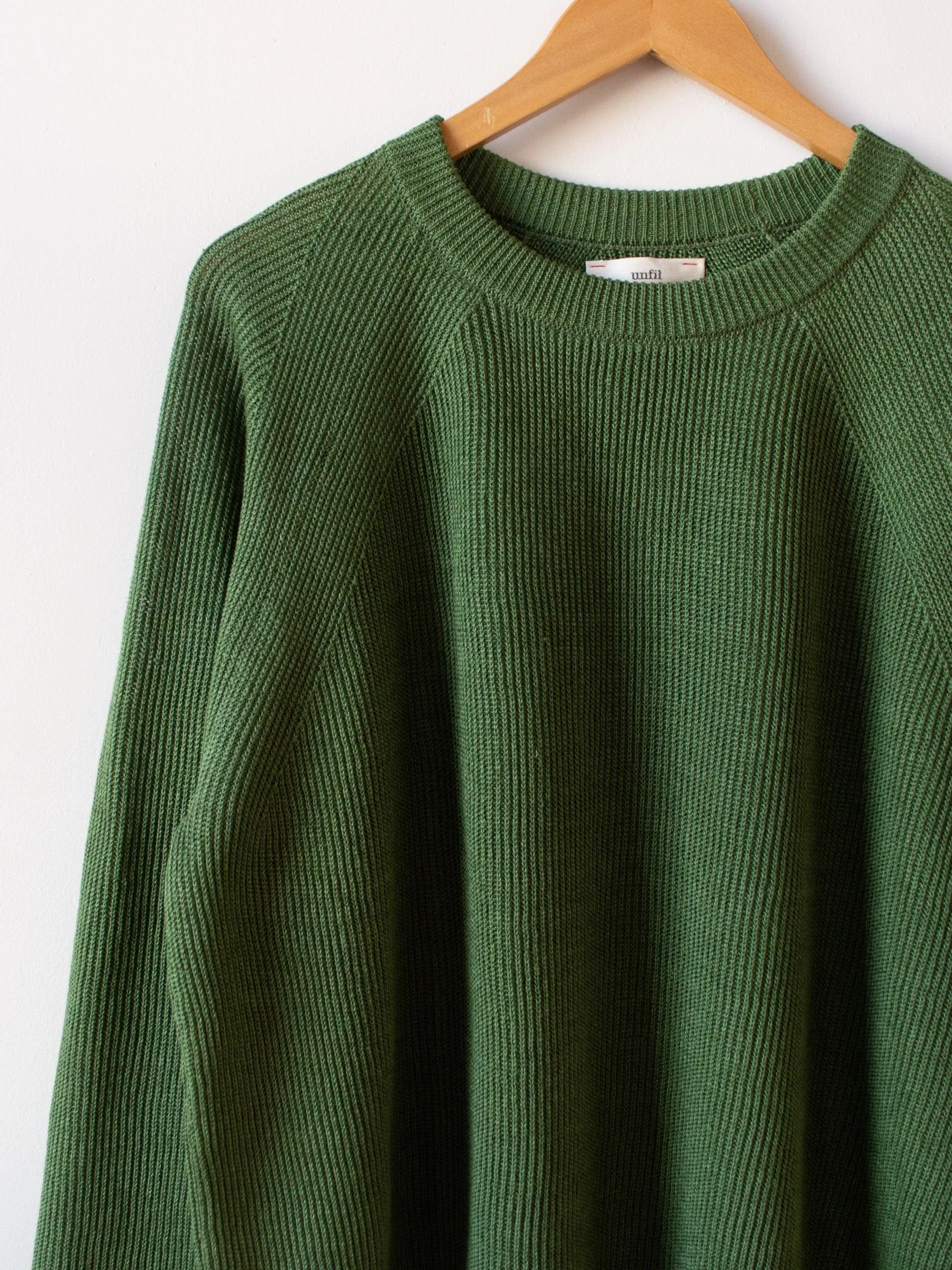 French Linen Ribbed Knit Pullover - Green