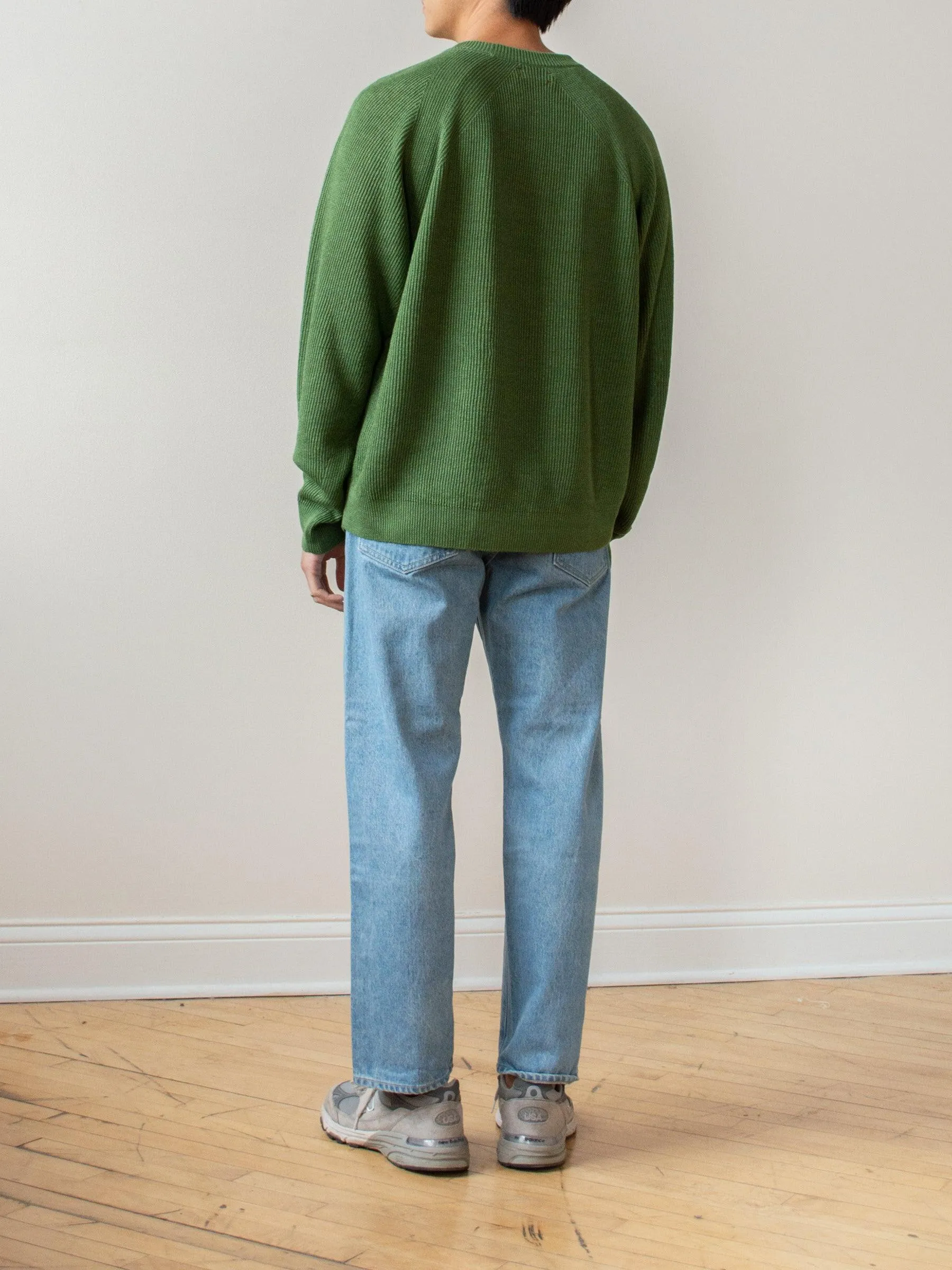 French Linen Ribbed Knit Pullover - Green