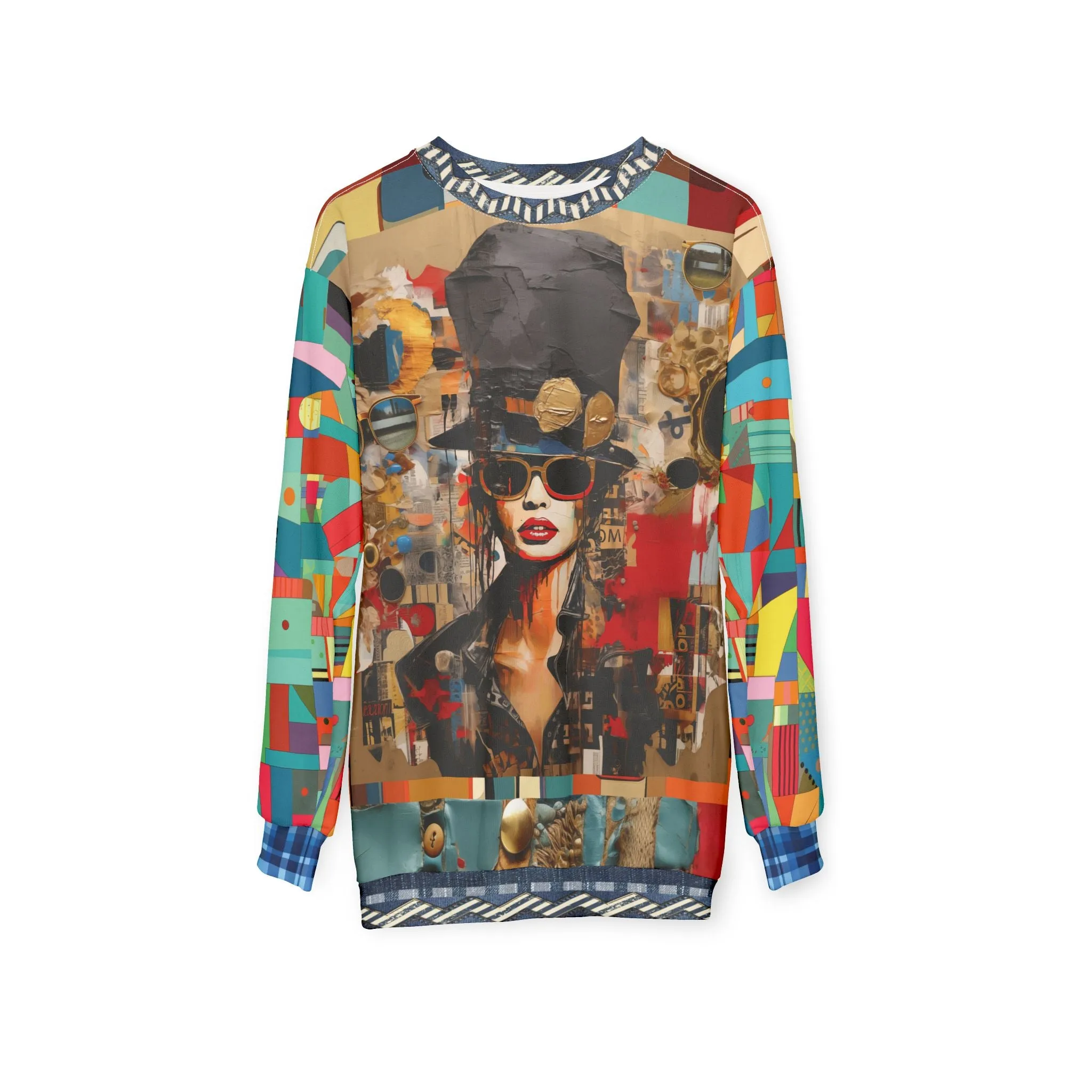 Girl in Chapeau Reflections Mid-Weight Polyester Unisex Sweatshirt (Gold Label)