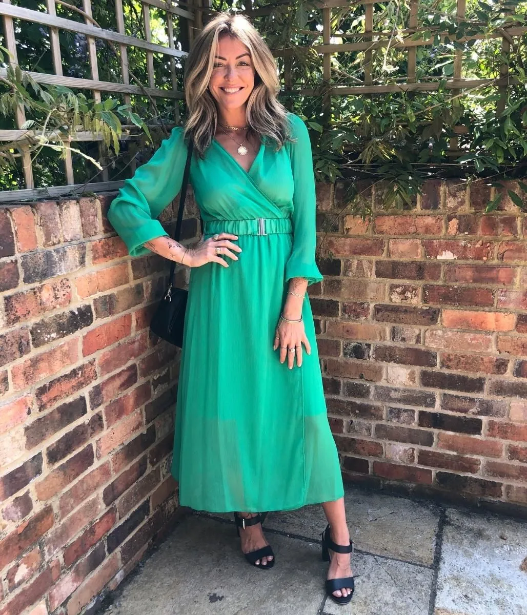 Green Chiffon Wrap Dress