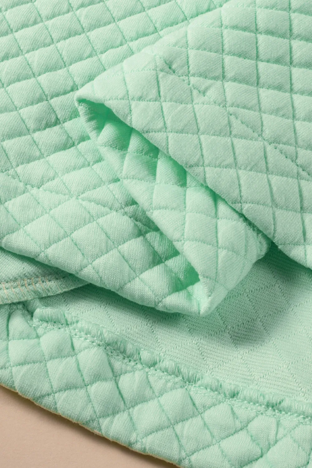 Green Retro Quilted Flap Pocket Button Shacket