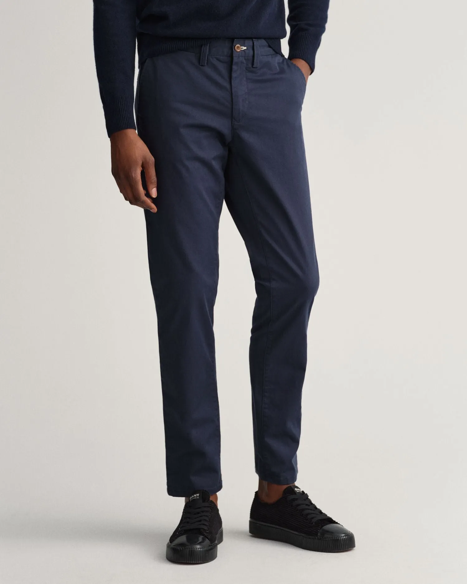 Hallden Slim Fit Twill Chino - Dark Khaki | Navy | Black