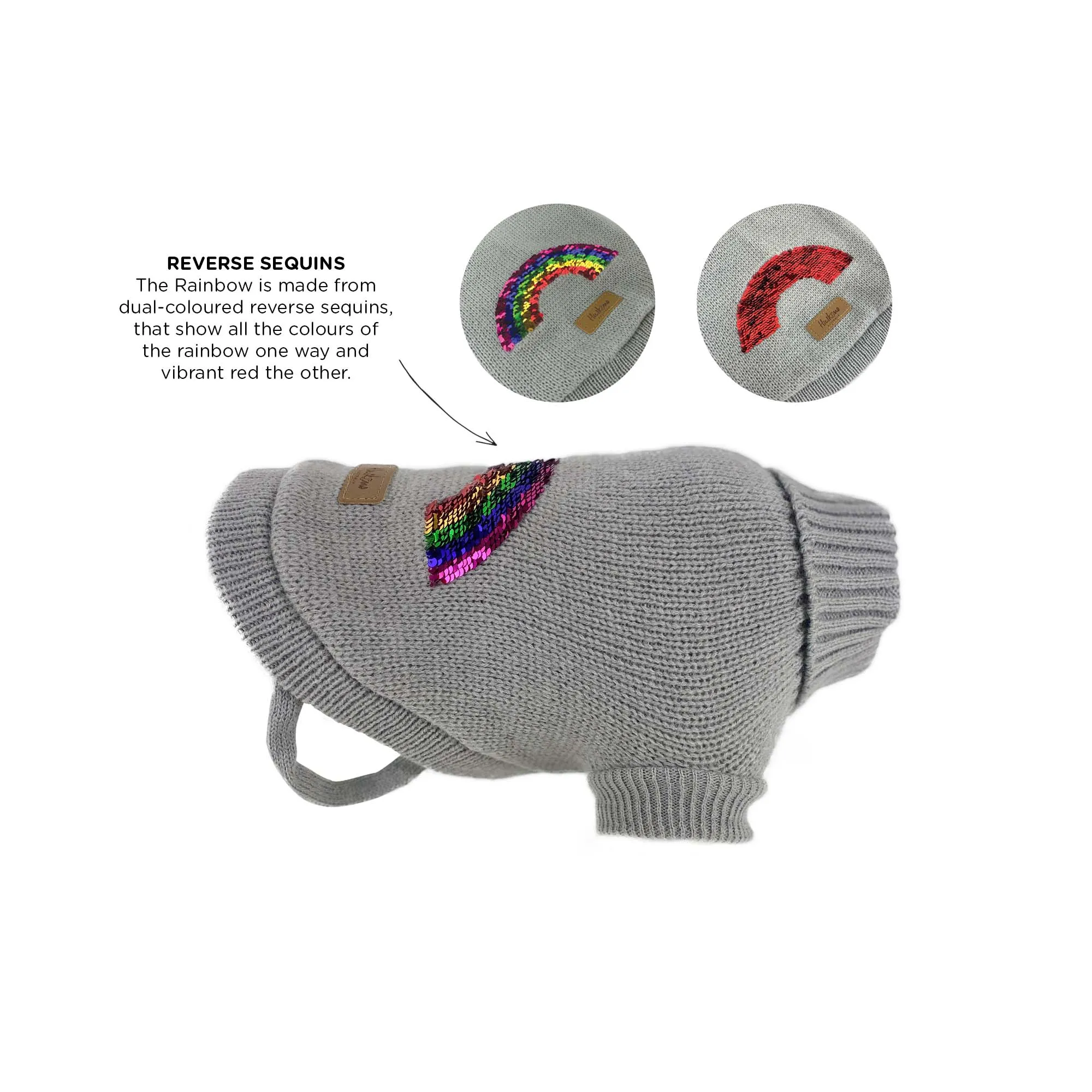 Huskimo Rainbow Dog Jumper Grey 60cm Large***