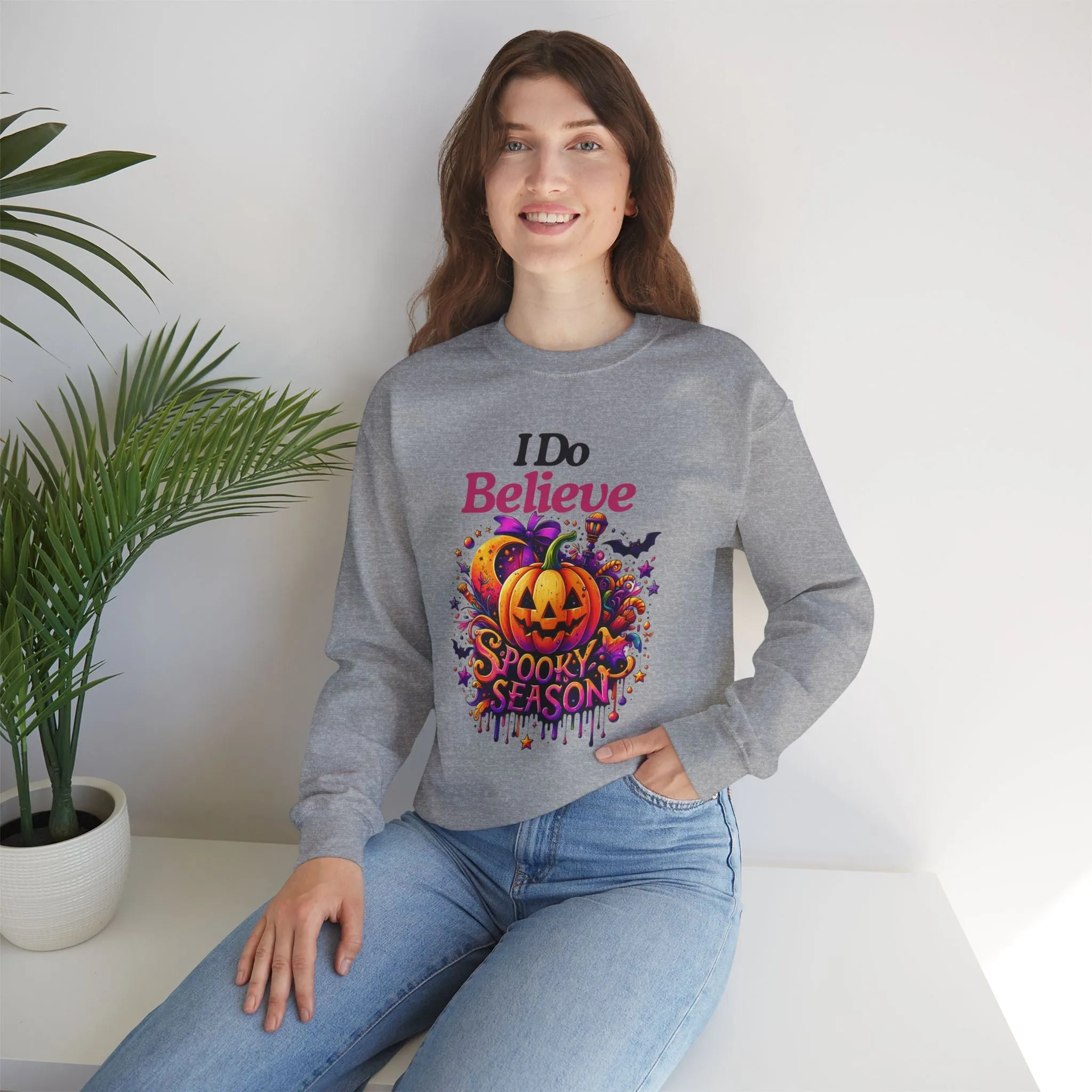 I Do Believe Spooky Season Halloween Sweatshirt, Happy Halloween Sweatshirt - Unisex Heavy Blend Crewneck, Halloween Sweatshirt, Cute Spooky Ghost sweatshirt.