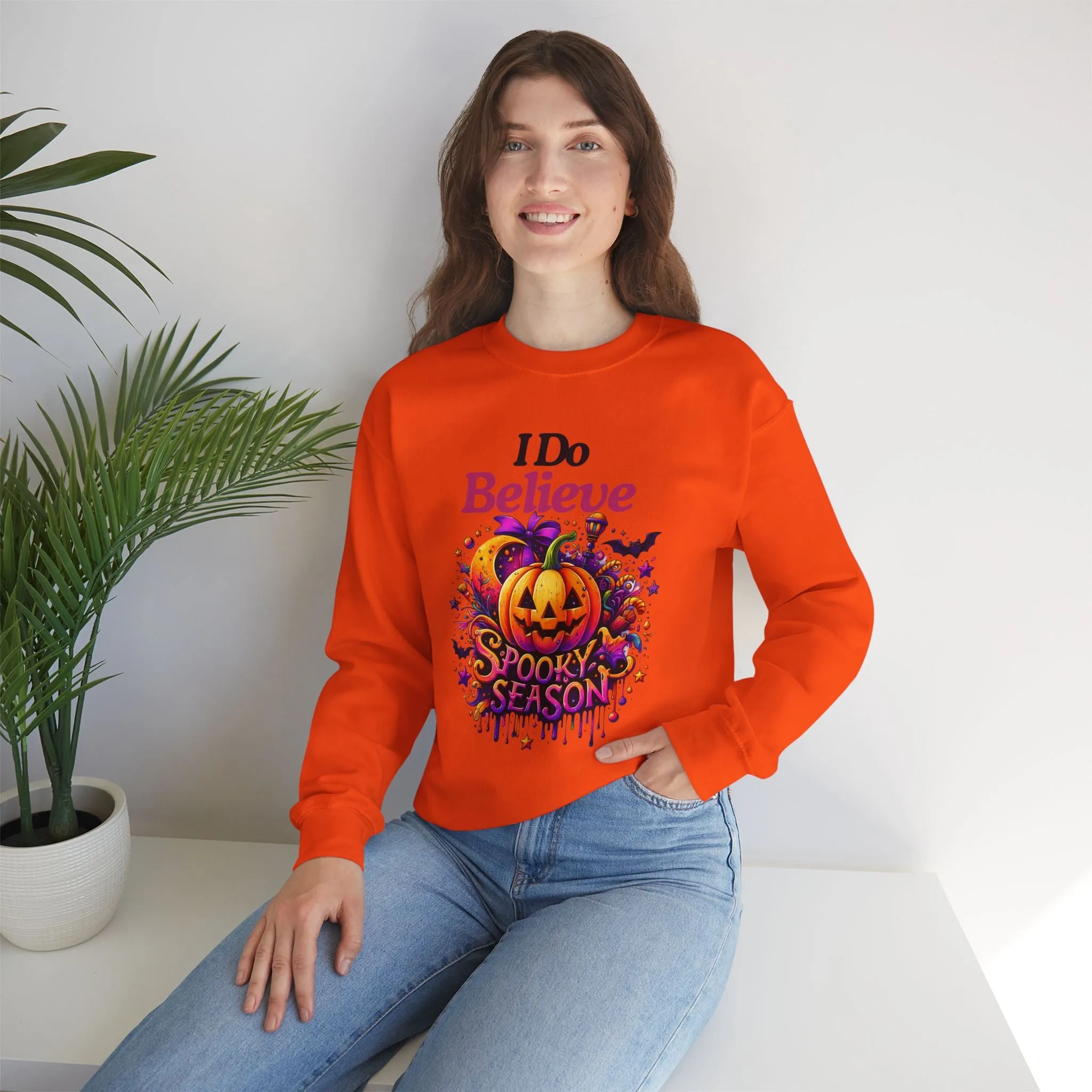 I Do Believe Spooky Season Halloween Sweatshirt, Happy Halloween Sweatshirt - Unisex Heavy Blend Crewneck, Halloween Sweatshirt, Cute Spooky Ghost sweatshirt.