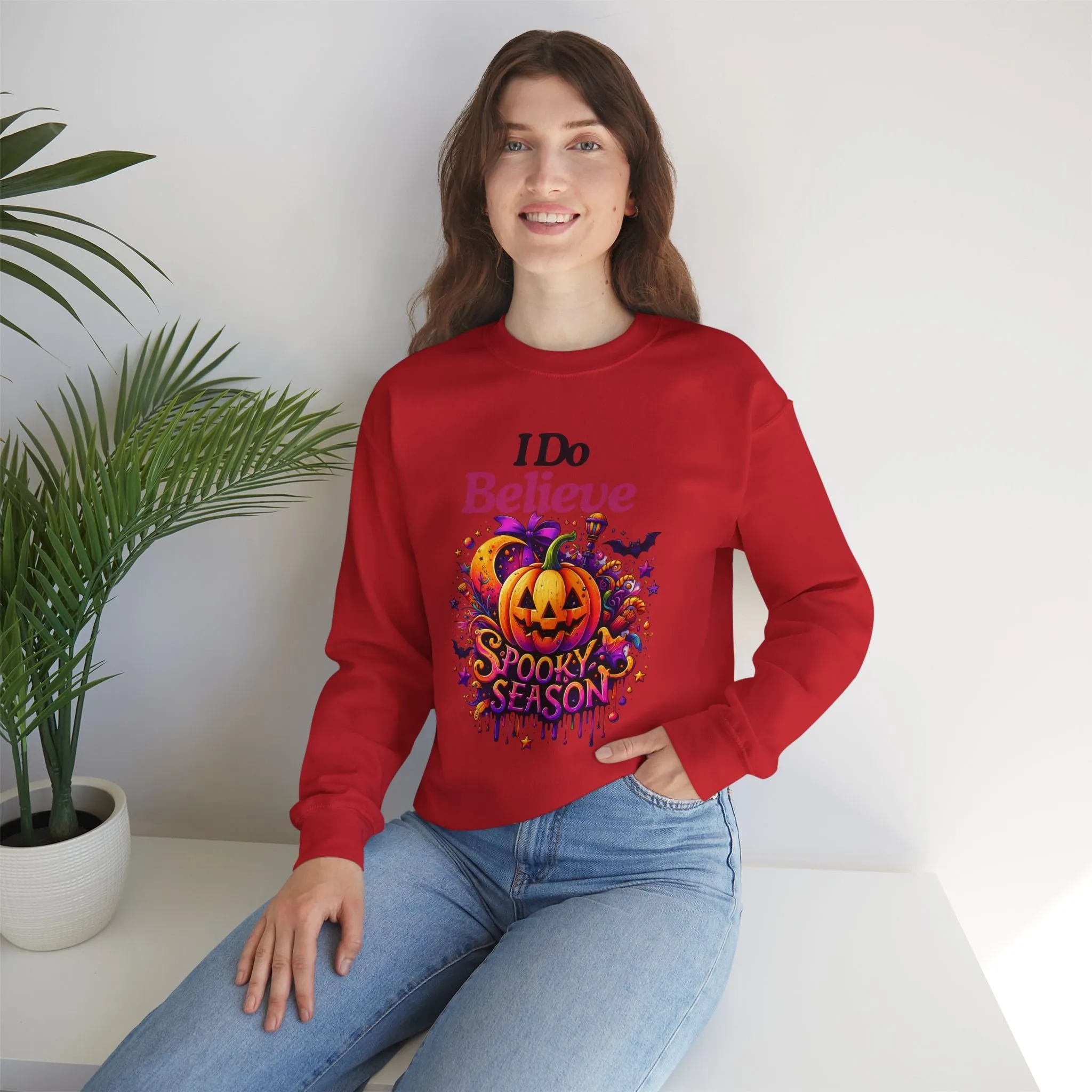 I Do Believe Spooky Season Halloween Sweatshirt, Happy Halloween Sweatshirt - Unisex Heavy Blend Crewneck, Halloween Sweatshirt, Cute Spooky Ghost sweatshirt.