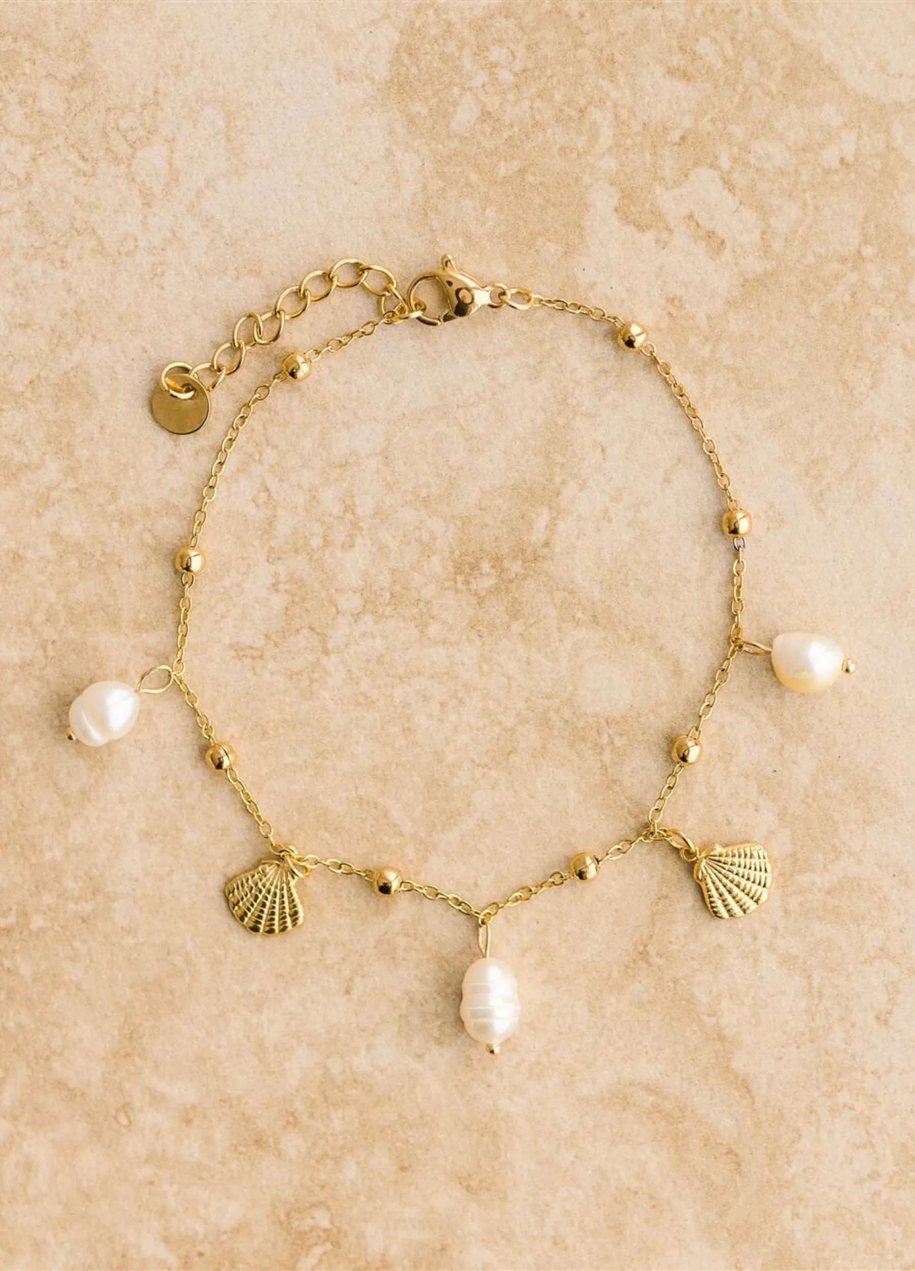 Indigo & Wolfe - Oceana Anklet - Gold/Pearl