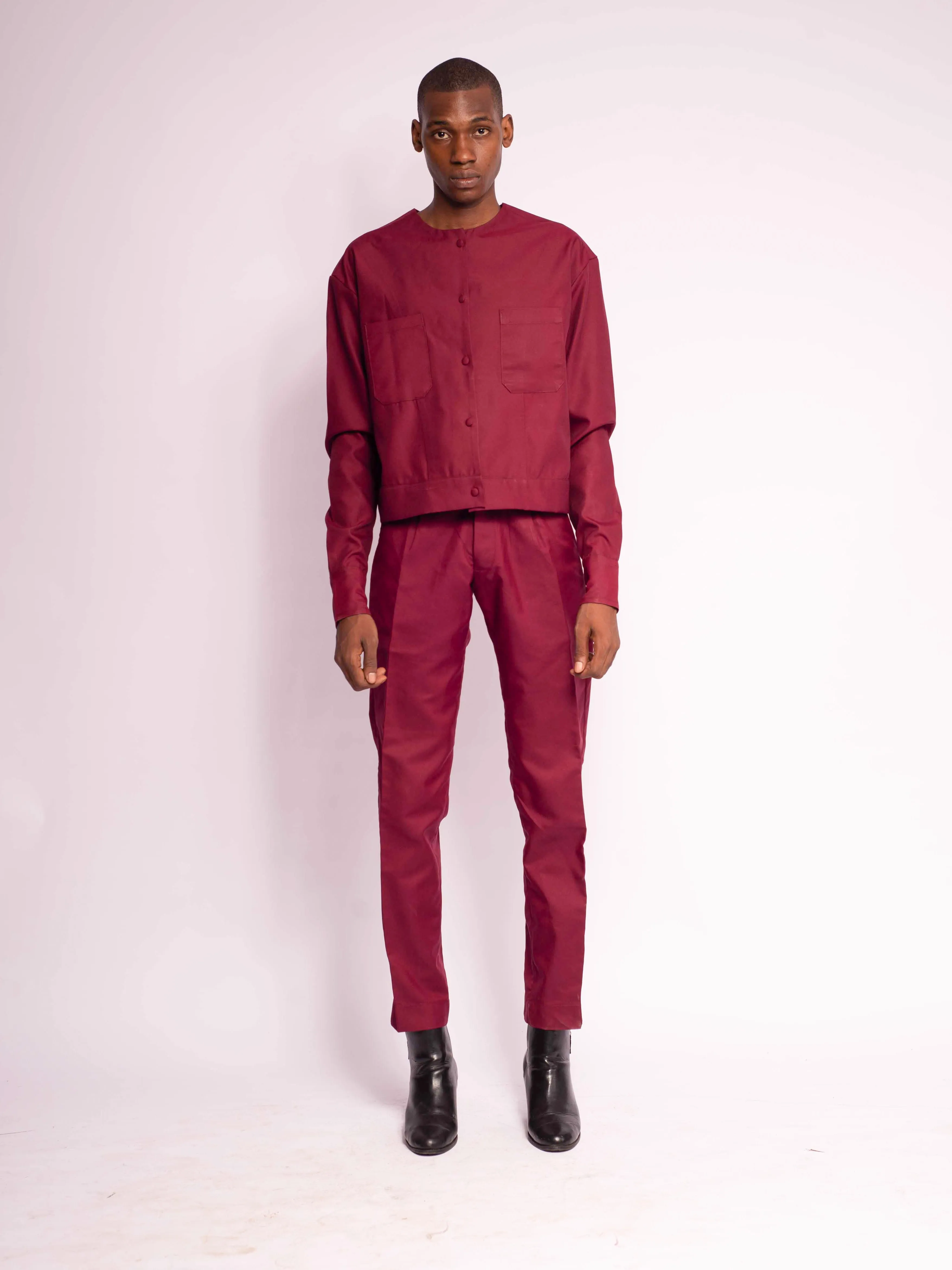 Izon Cropped Shirt Jacket 1.0 - Wine