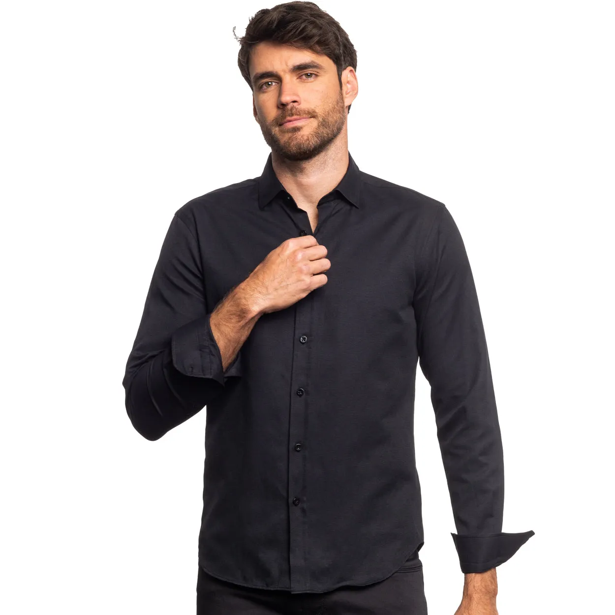 Jacquard Button Down Shirt - Black