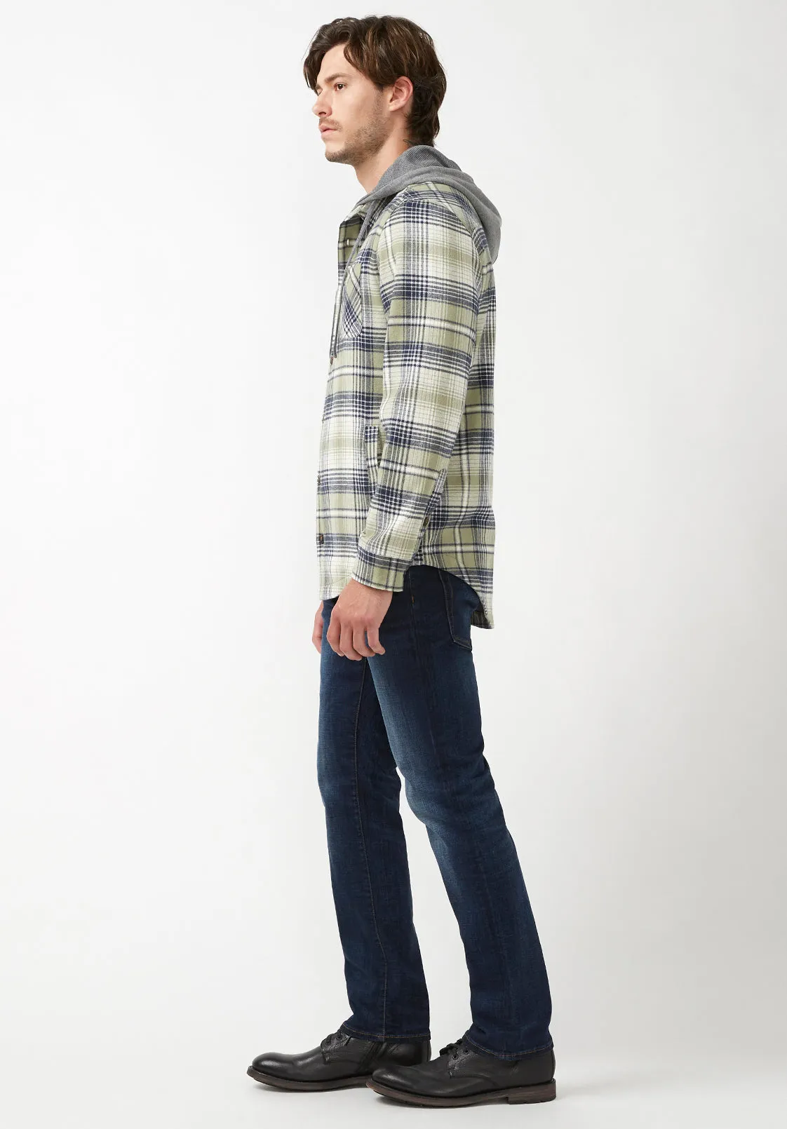 Jarvis Men's Long-Sleeve Shacket in Oil Green Plaid - BM24218