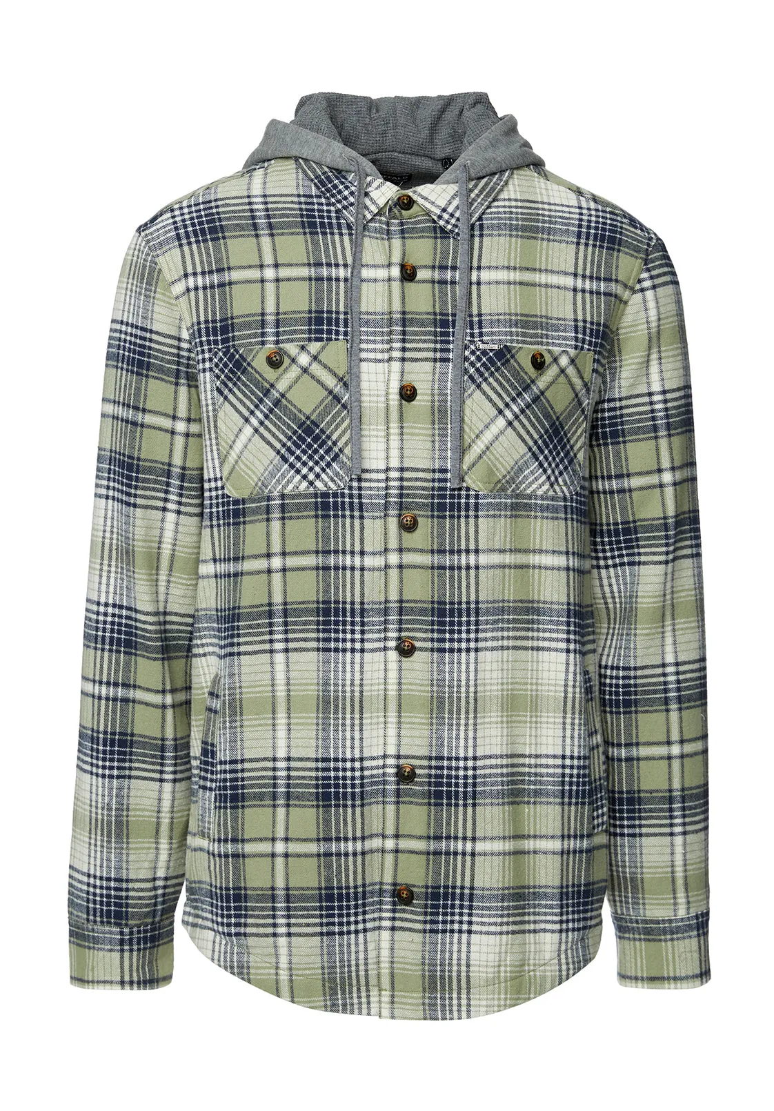 Jarvis Men's Long-Sleeve Shacket in Oil Green Plaid - BM24218