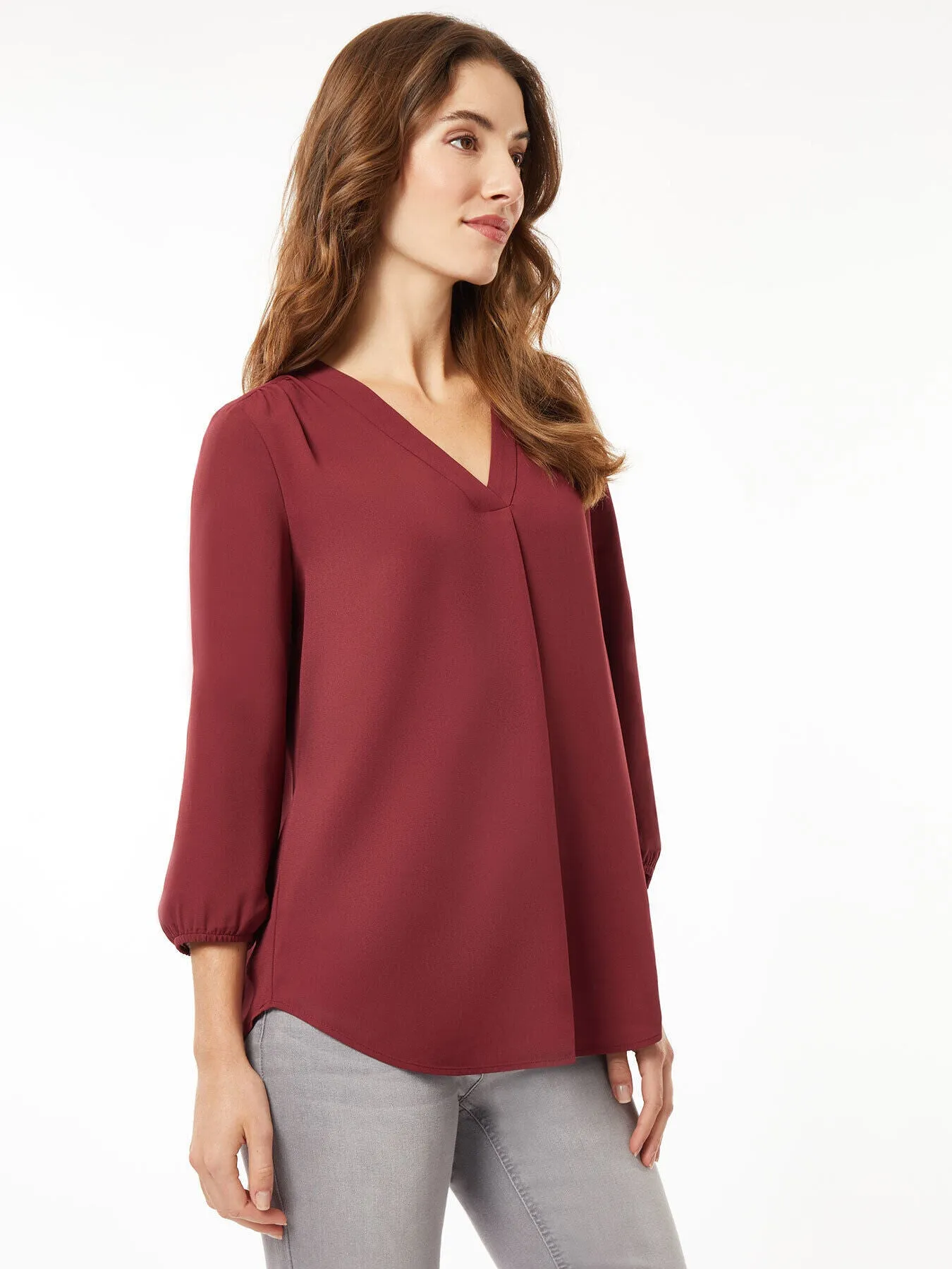 Jasper Crepe V-Neck Kelly Blouse