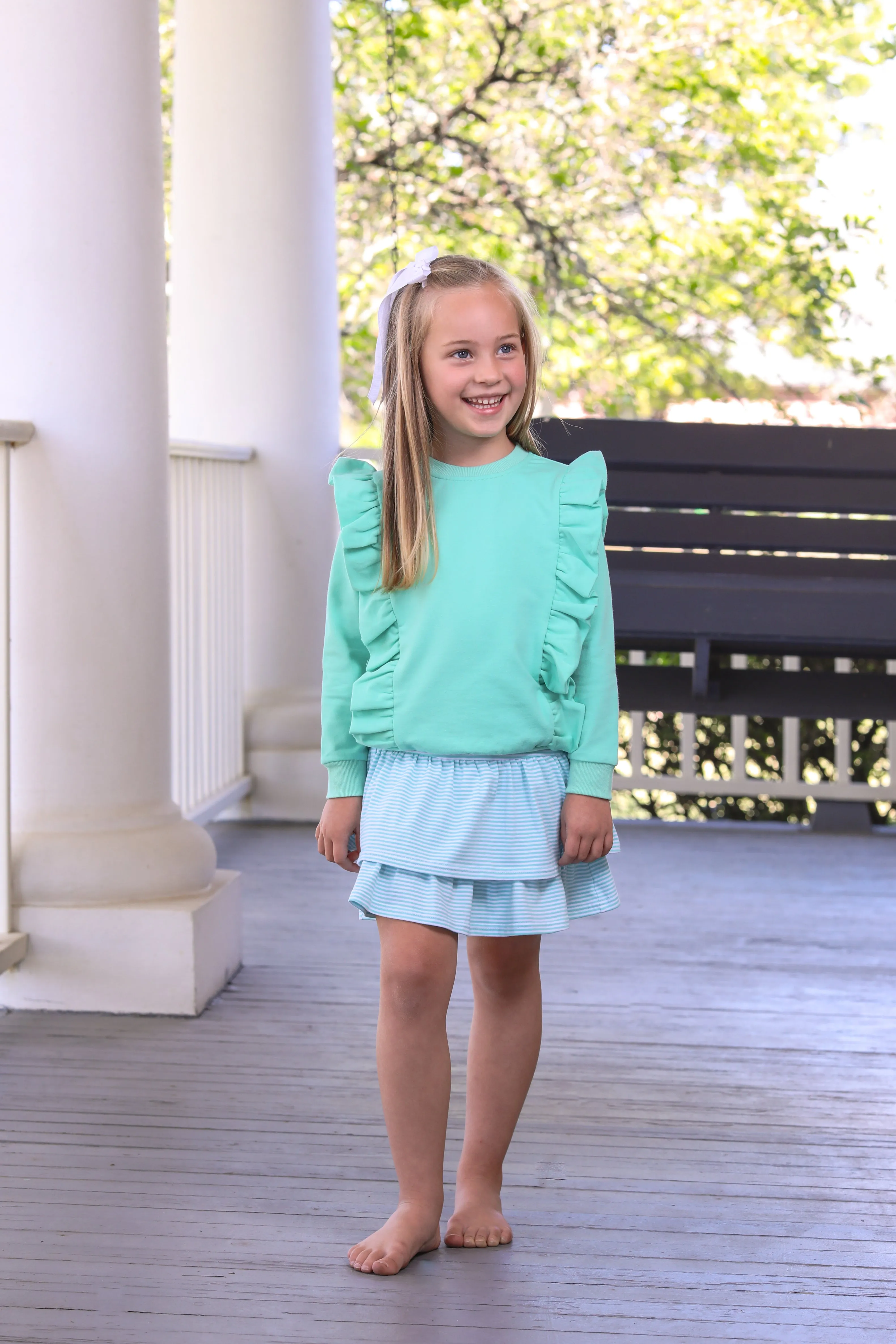 Laura Ruffle Pullover- Mint