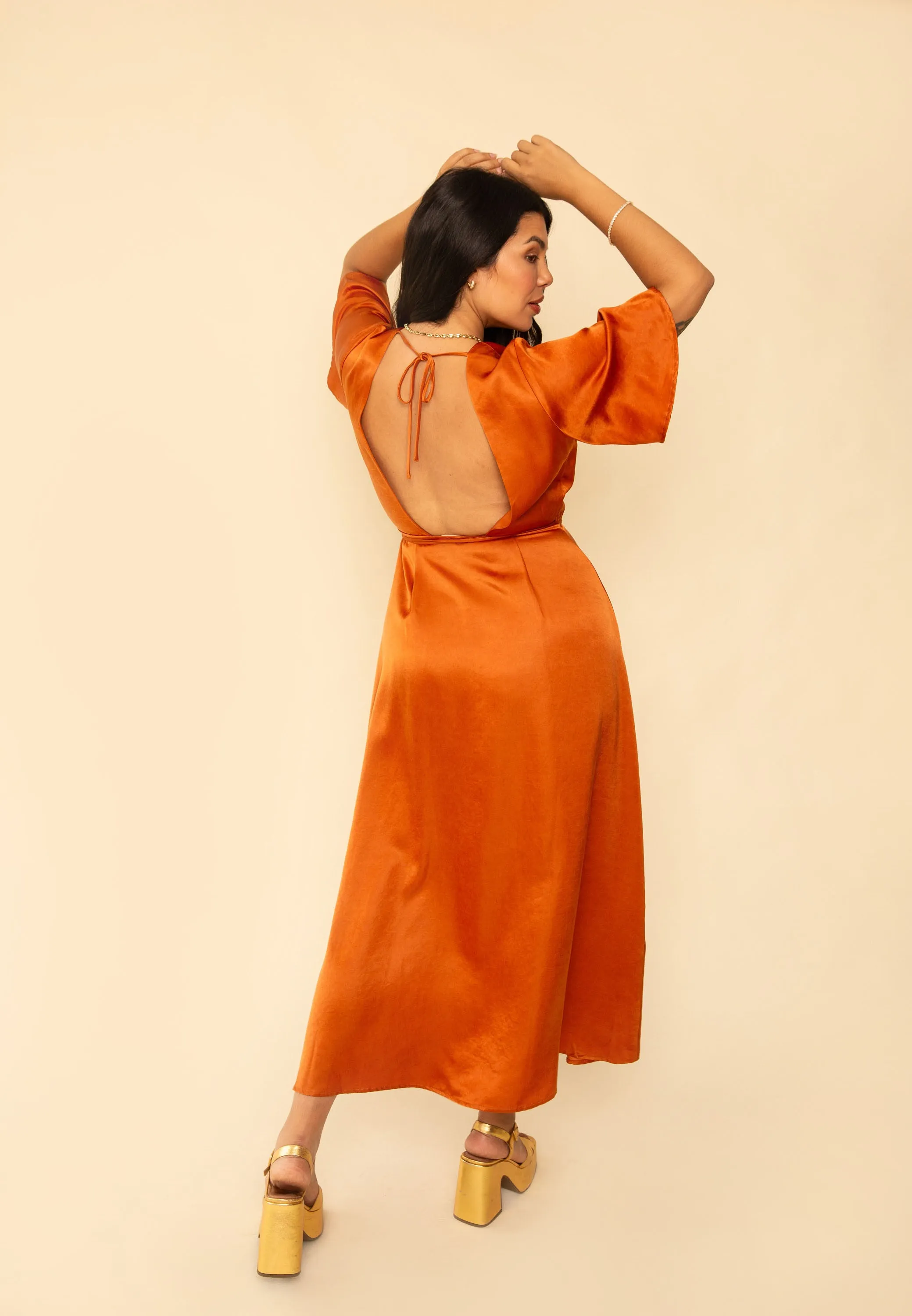 Lola Wrap Dress in Rust