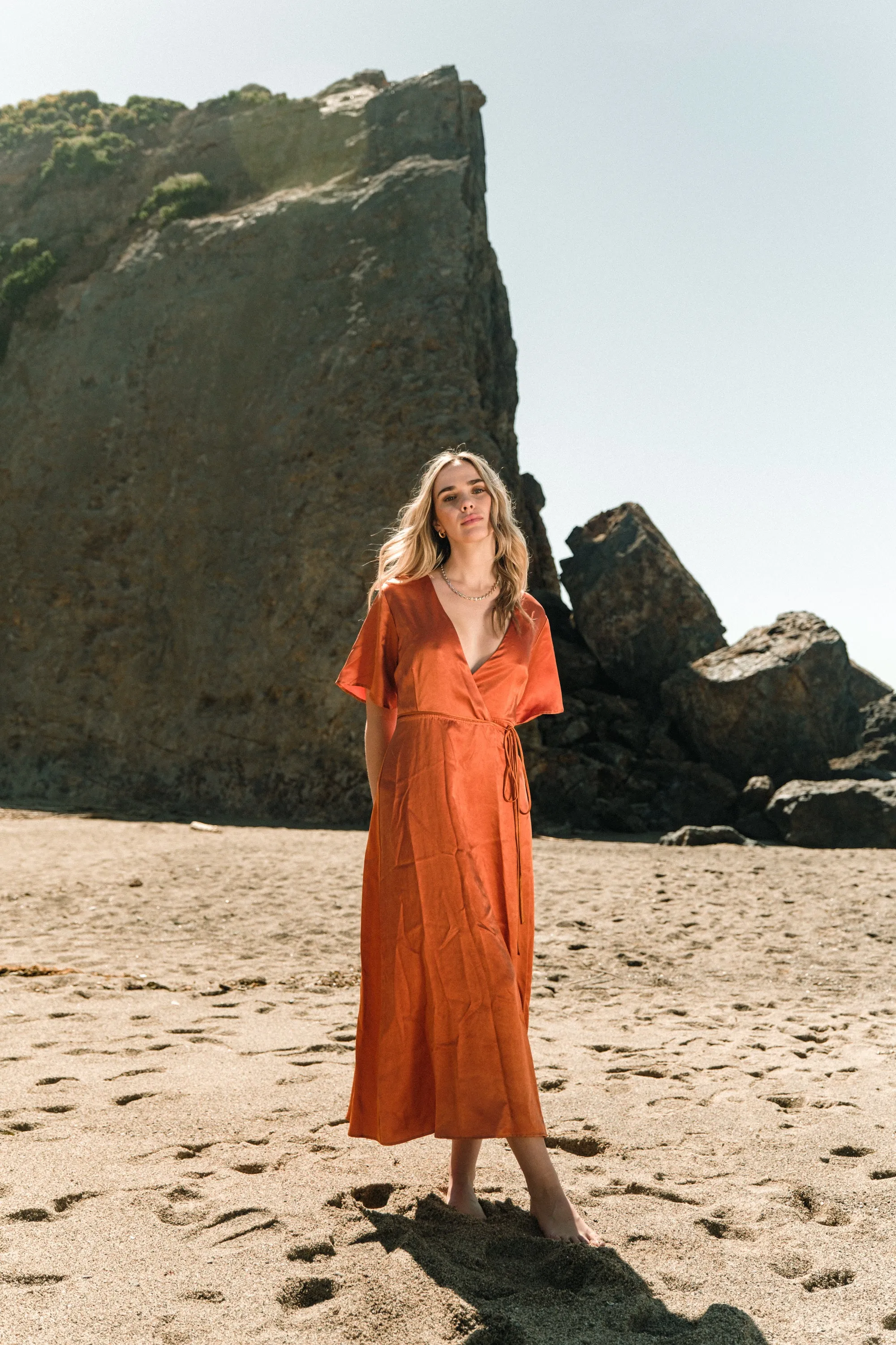 Lola Wrap Dress in Rust