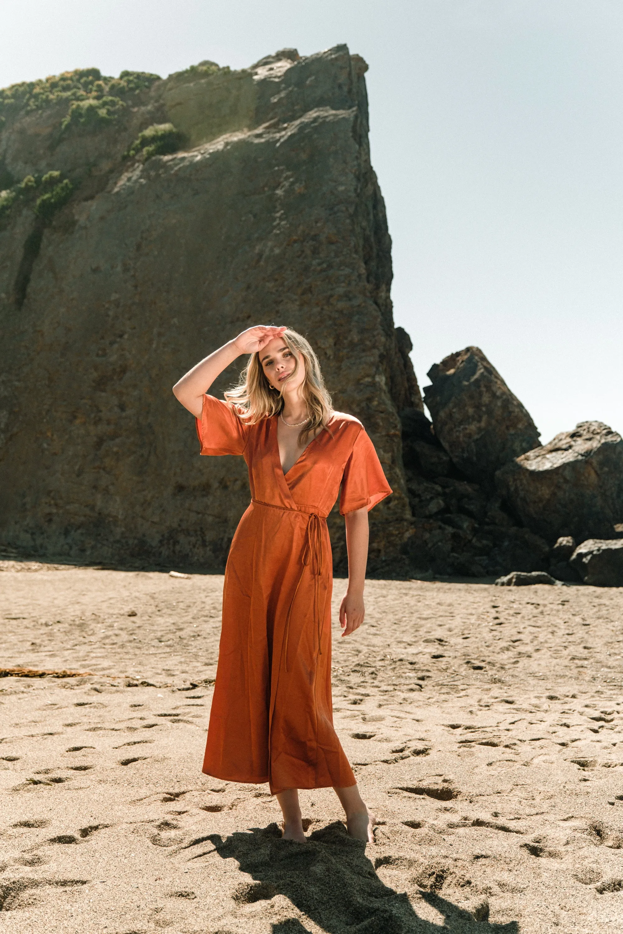 Lola Wrap Dress in Rust