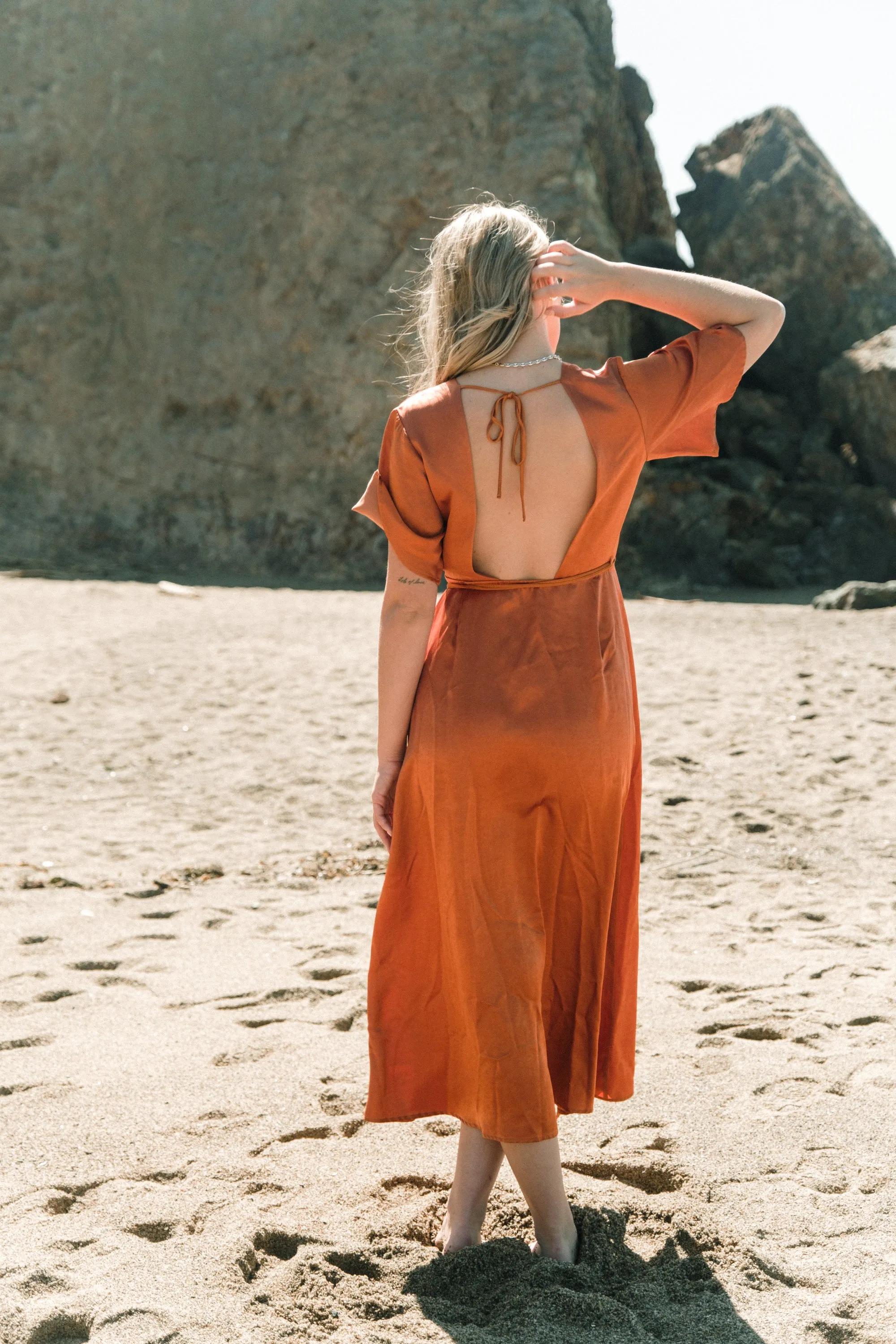 Lola Wrap Dress in Rust