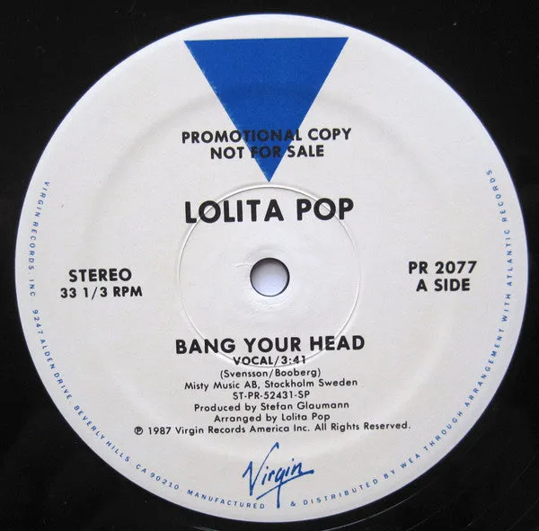 Lolita Pop - Bang Your Head (12", Promo) (NM or M-)