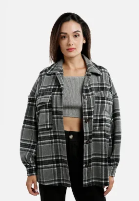 Long Sleeves Oversized Checkered Shacket