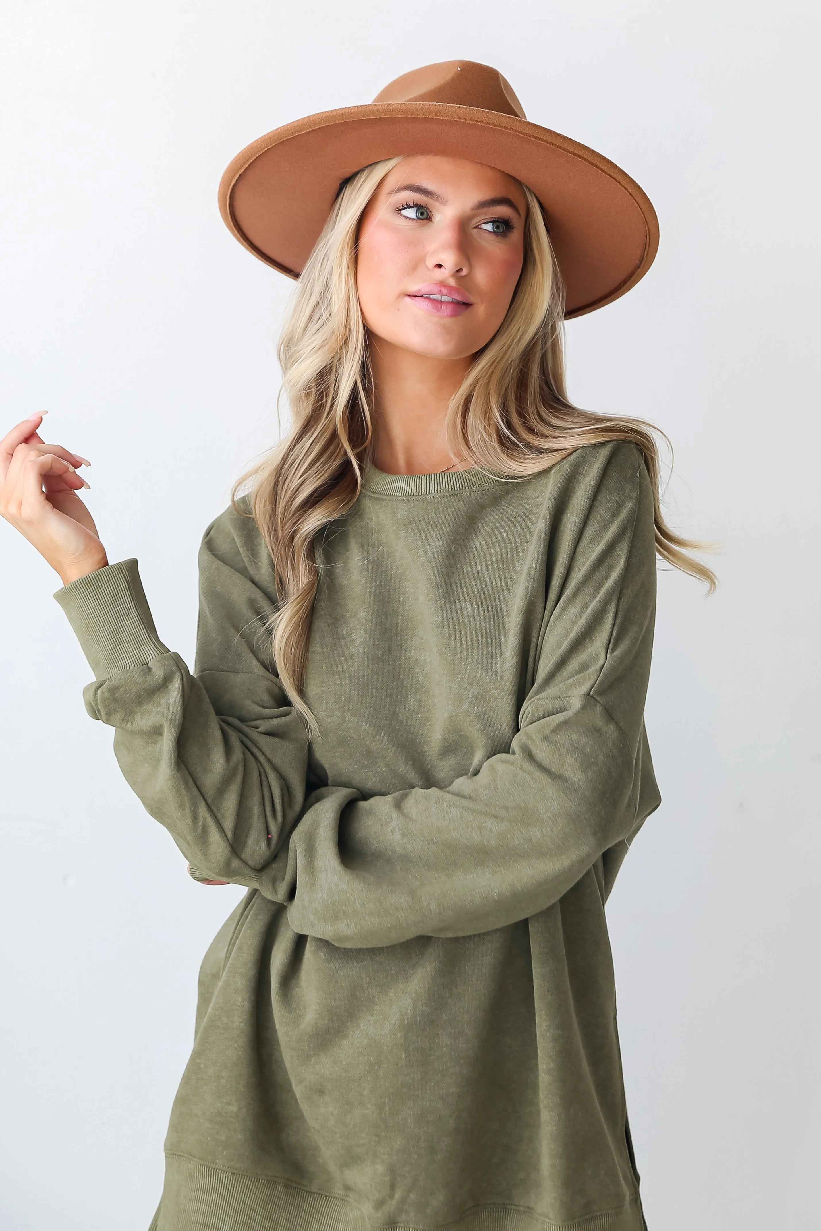 Looking To Snuggle Olive Oversized Pullover