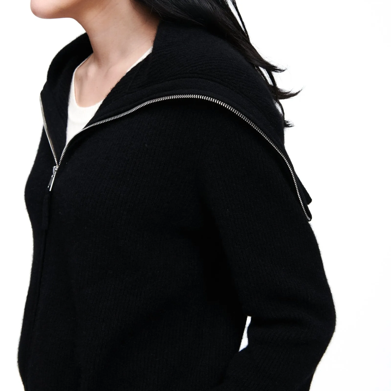 Luxe Cashmere Ribbed Zip Up Jacket